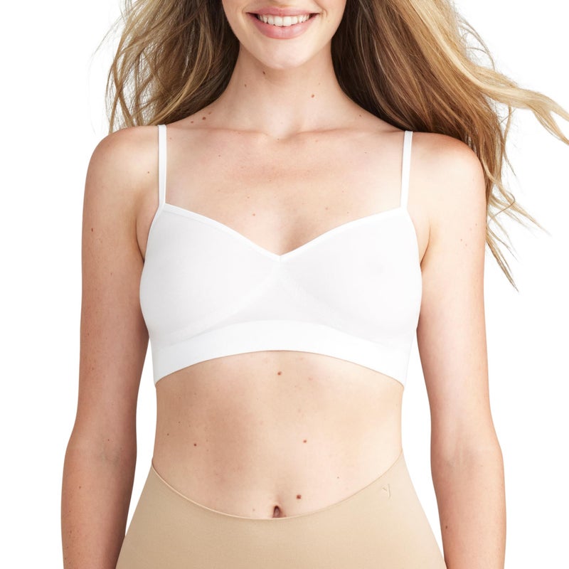 Yummie Women's Audrey Unlined Bralette OutlastÂ® Seamless, White, Small/Medium